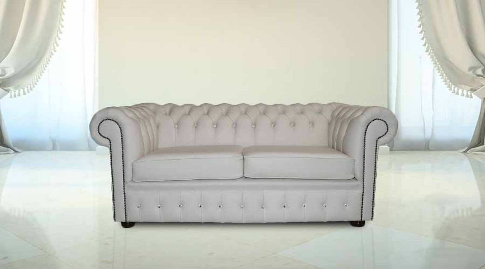 White deals chesterfield loveseat