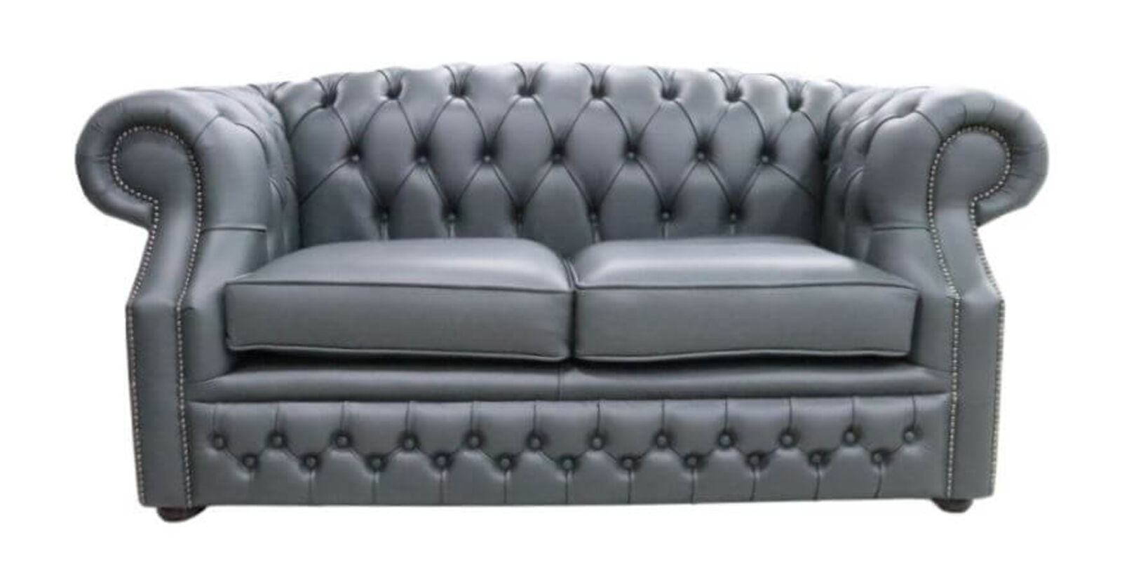 Product photograph of Chesterfield Buckingham 2 Seater Vele Charcoal Grey Leather Amp Hellip from Designer Sofas 4U