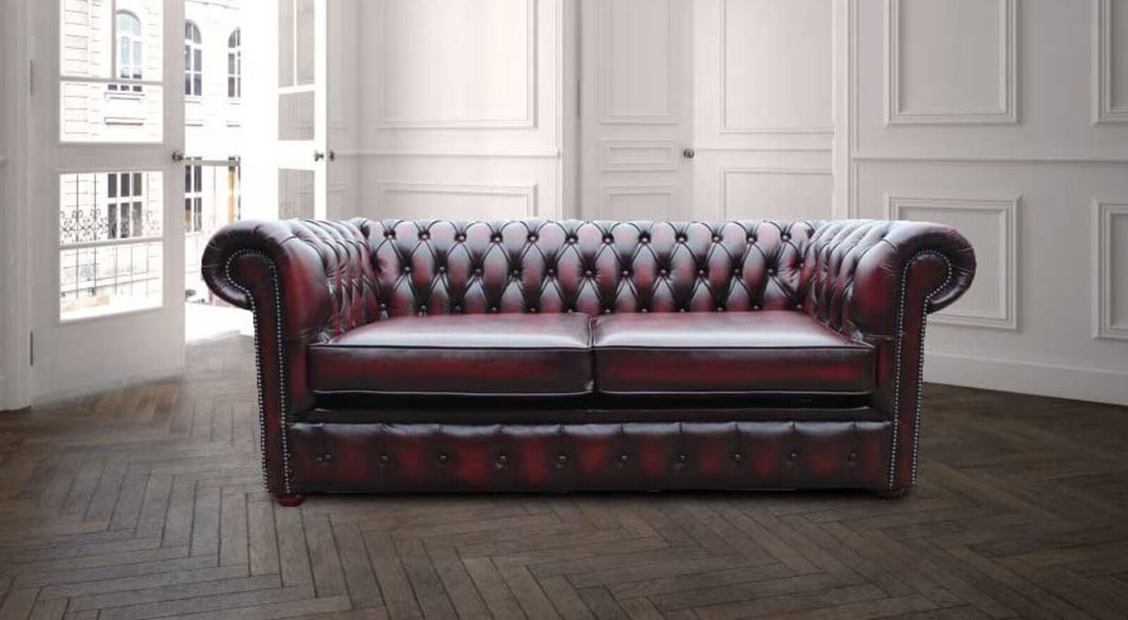 Product photograph of Chesterfield London 2 5 Seater Antique Oxblood Leather Sofa Amp Hellip from Designer Sofas 4U