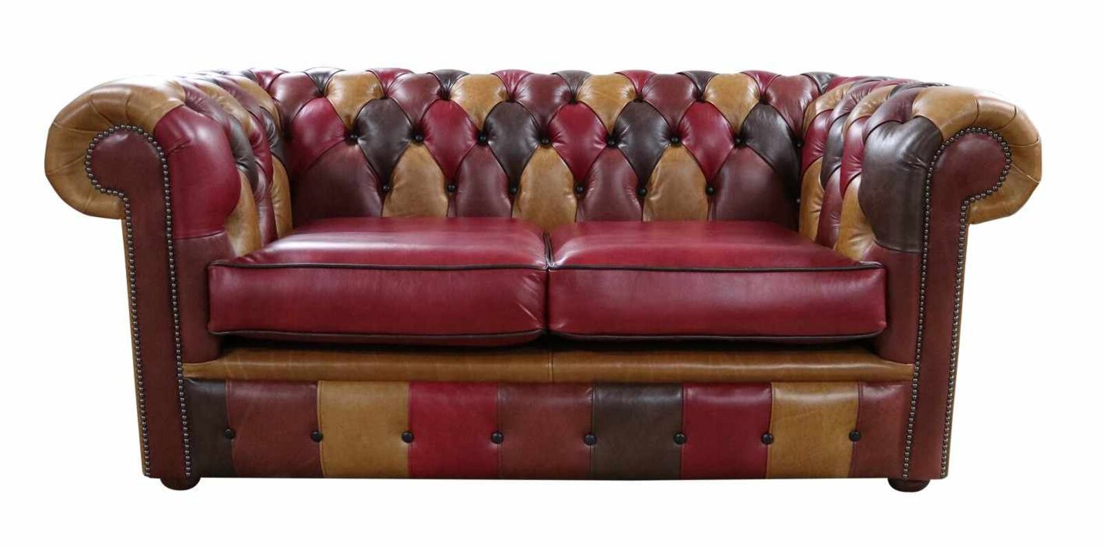 Product photograph of Chesterfield 2 Seater Old English Leather Patchwork Sofa from Designer Sofas 4U