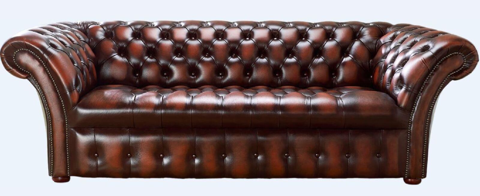 Product photograph of Chesterfield 3 Seater Balmoral Buttoned Seat Leather Sofa Antique Light Rust from Designer Sofas 4U