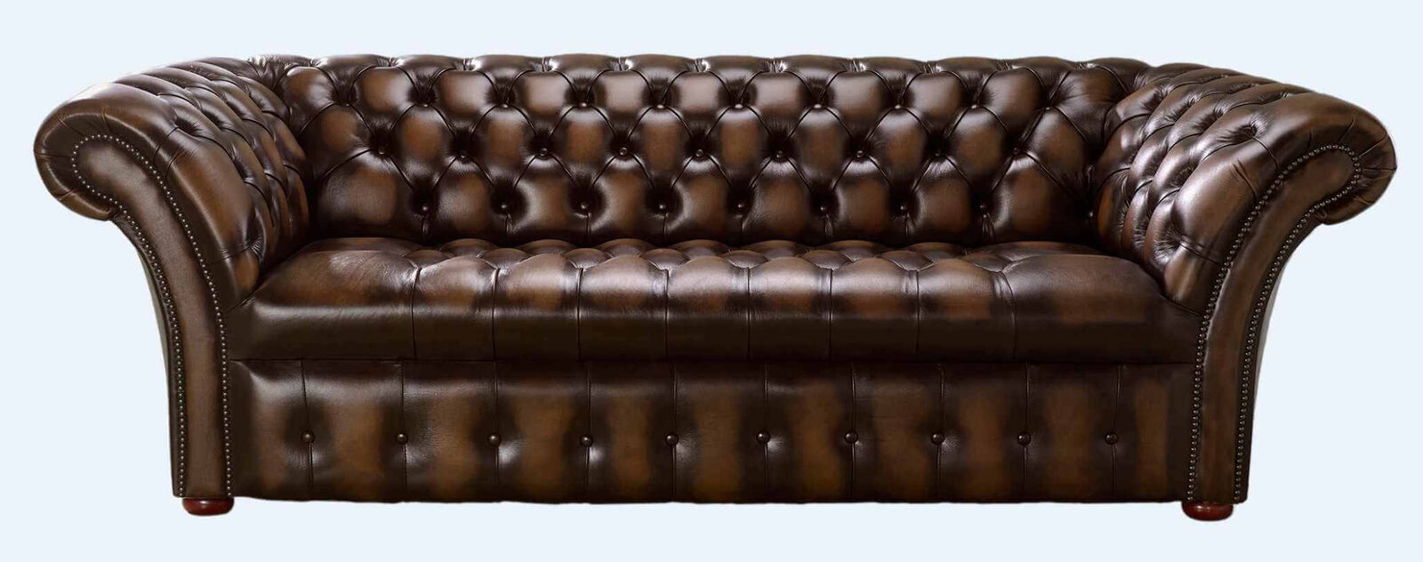 Product photograph of Chesterfield 3 Seater Balmoral Buttoned Seat Leather Sofa Antique Brown from Designer Sofas 4U