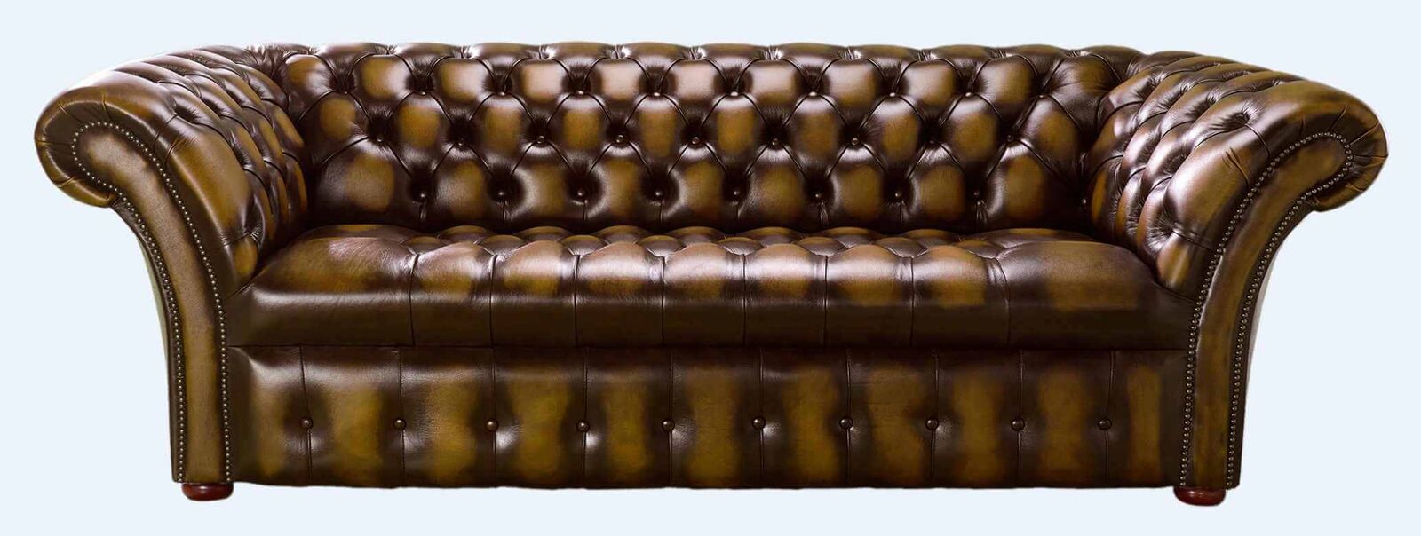 Product photograph of Chesterfield 3 Seater Balmoral Buttoned Seat Leather Sofa Antique Gold from Designer Sofas 4U