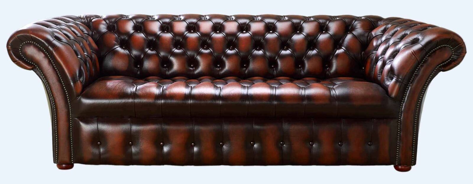 Product photograph of Chesterfield 3 Seater Balmoral Buttoned Seat Leather Sofa Antique Rust from Designer Sofas 4U