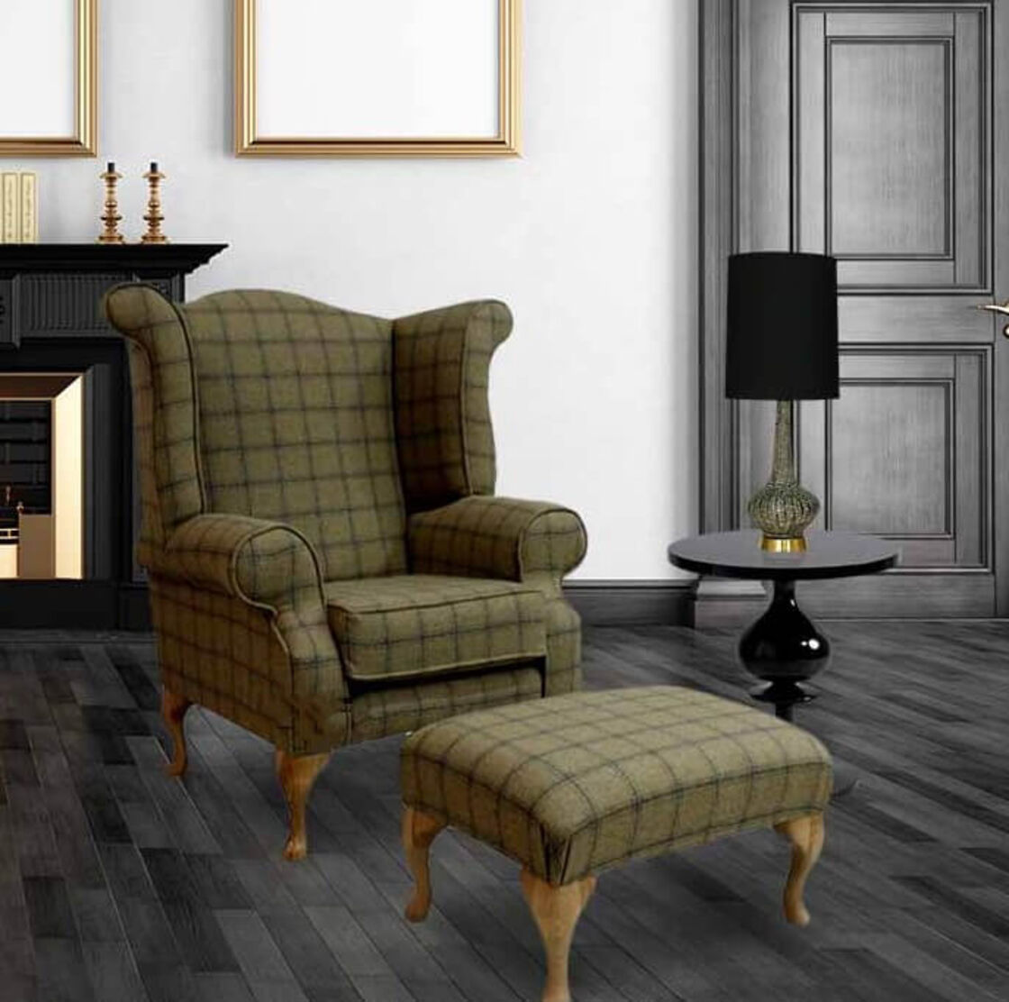 Grey best sale tartan armchair