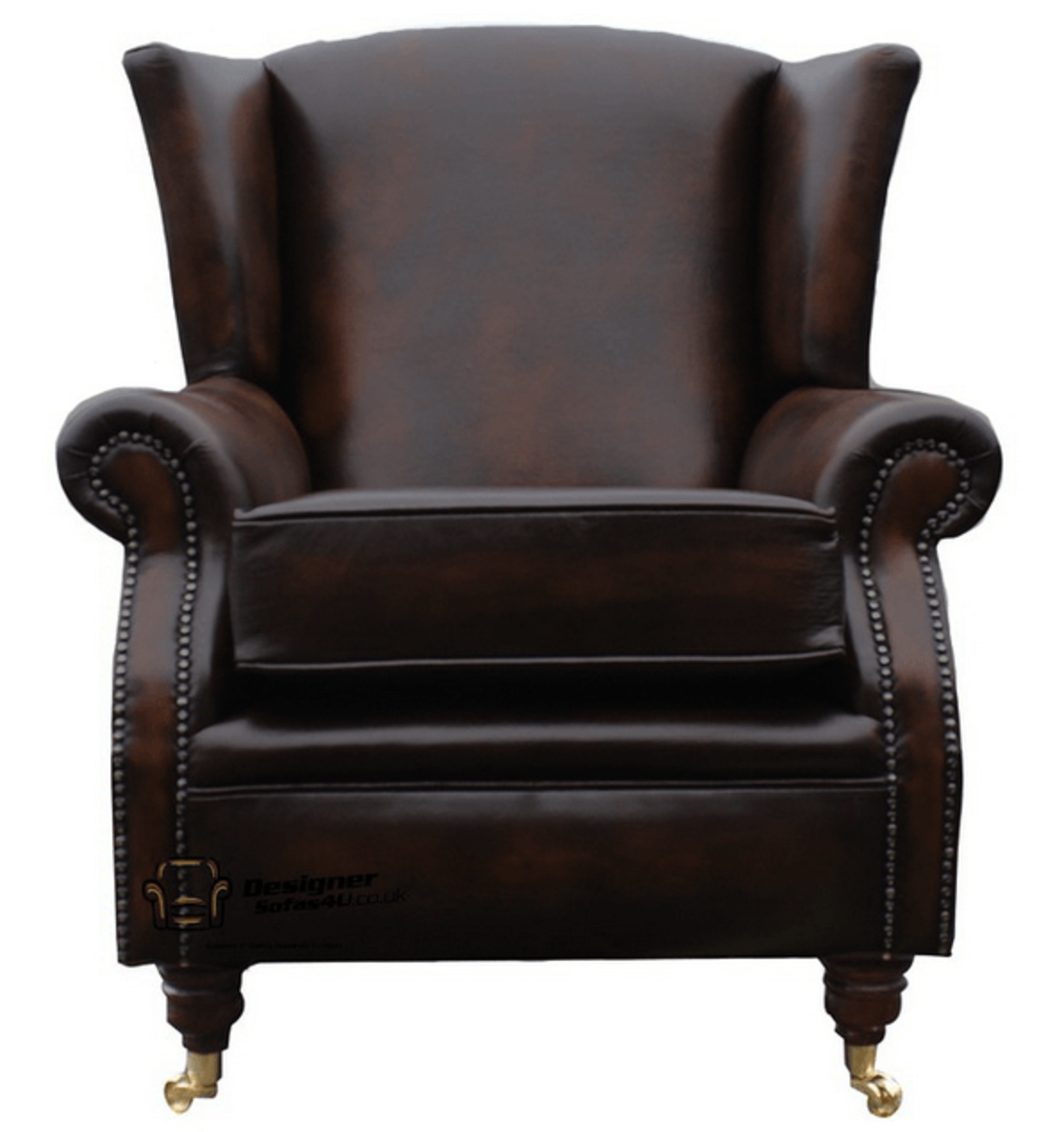 Product photograph of Southwold Wing Chair Fireside High Back Leather Armchair Antique Brown Leather from Designer Sofas 4U