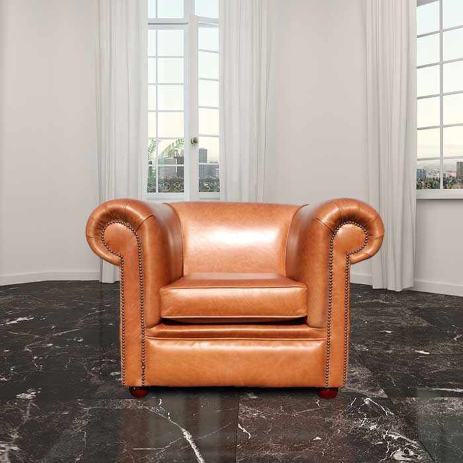 Product photograph of Chesterfield Berkeley Low Back Club Armchair Old English Tan Leather from Designer Sofas 4U