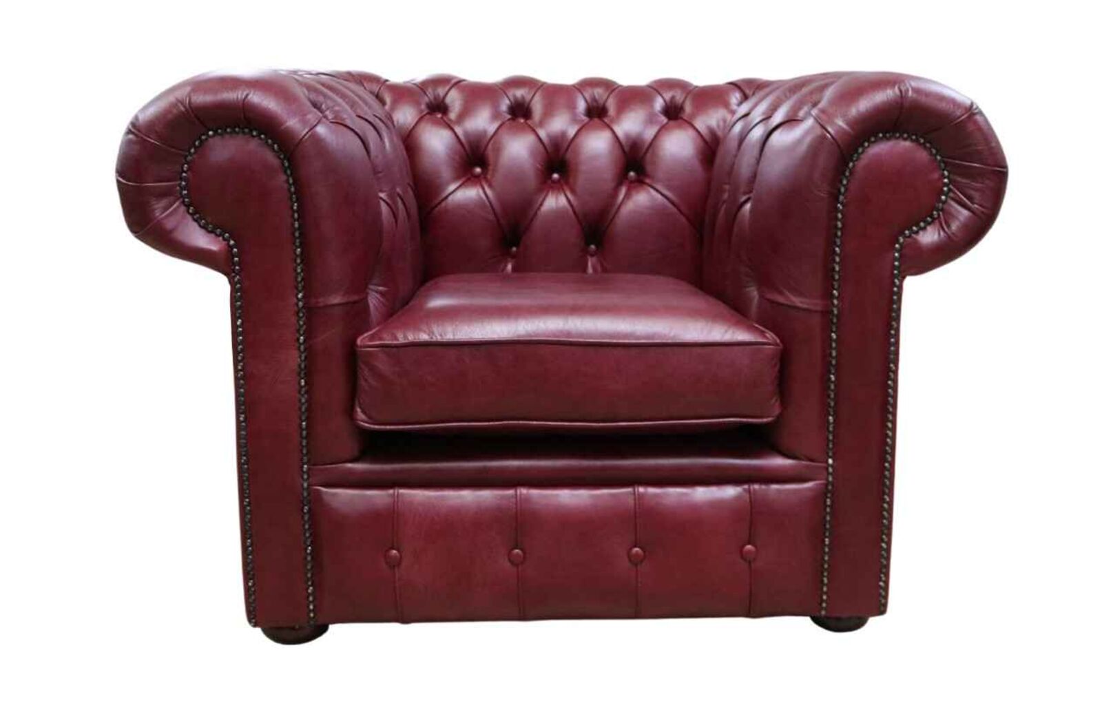 Product photograph of Chesterfield Club Chair Old English Burgandy Leather from Designer Sofas 4U