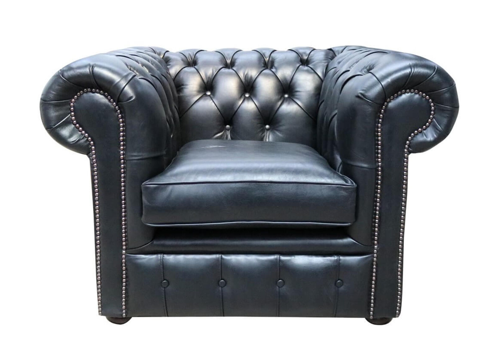 Product photograph of Chesterfield Club Chair Old English Black Leather from Designer Sofas 4U