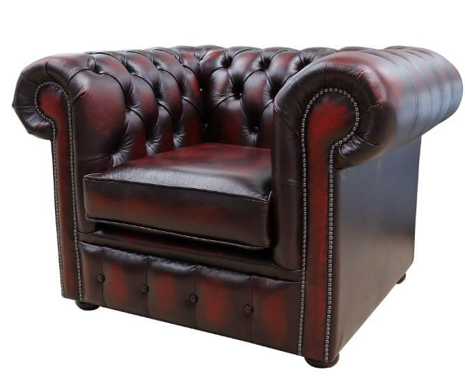 Chesterfield Club Chair Antique Oxblood Red Leather