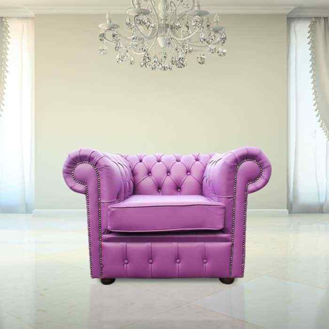 purple leather club chair