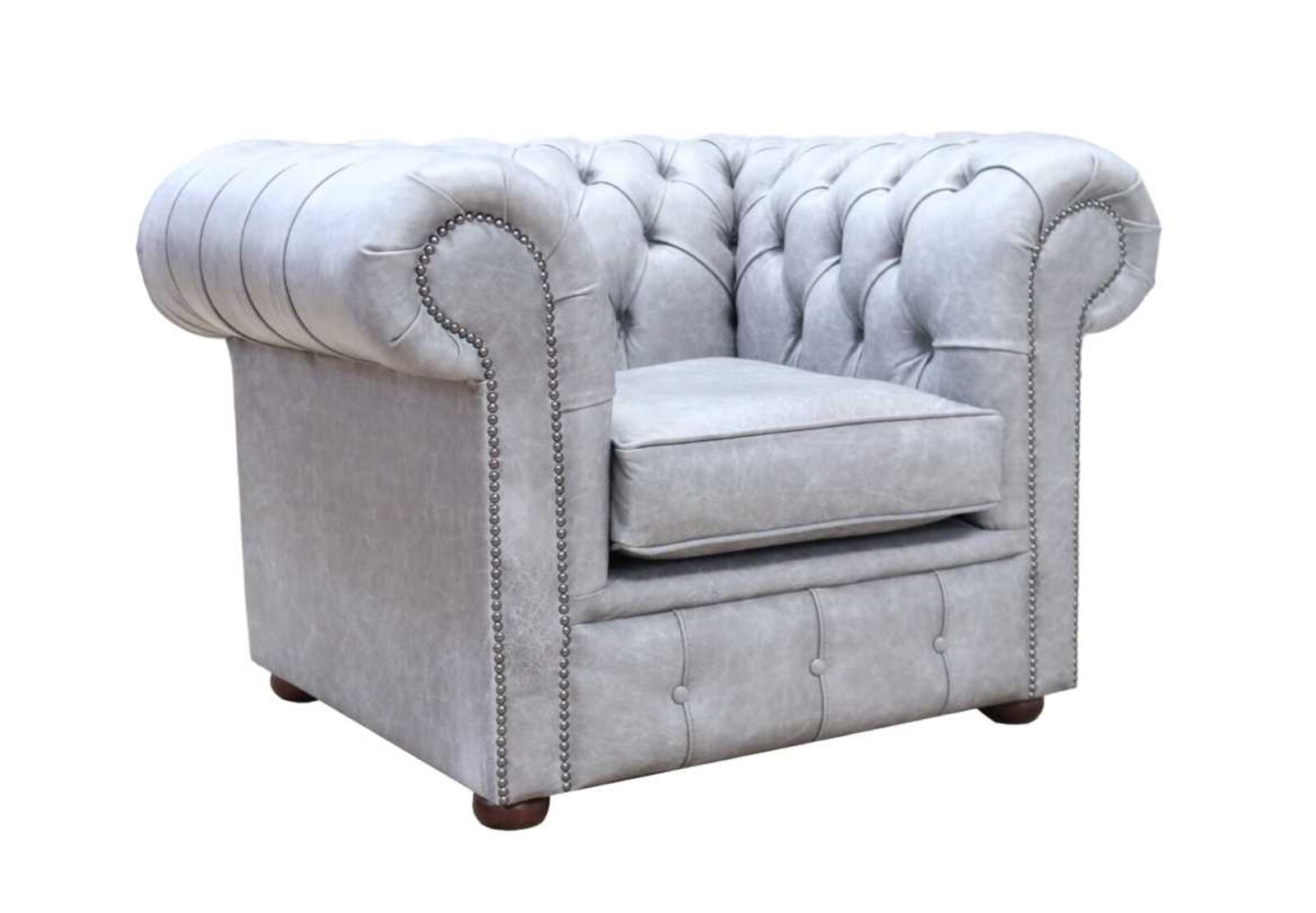 Product photograph of Chesterfield Low Back Club Chair Cracked Wax Ash Leather from Designer Sofas 4U