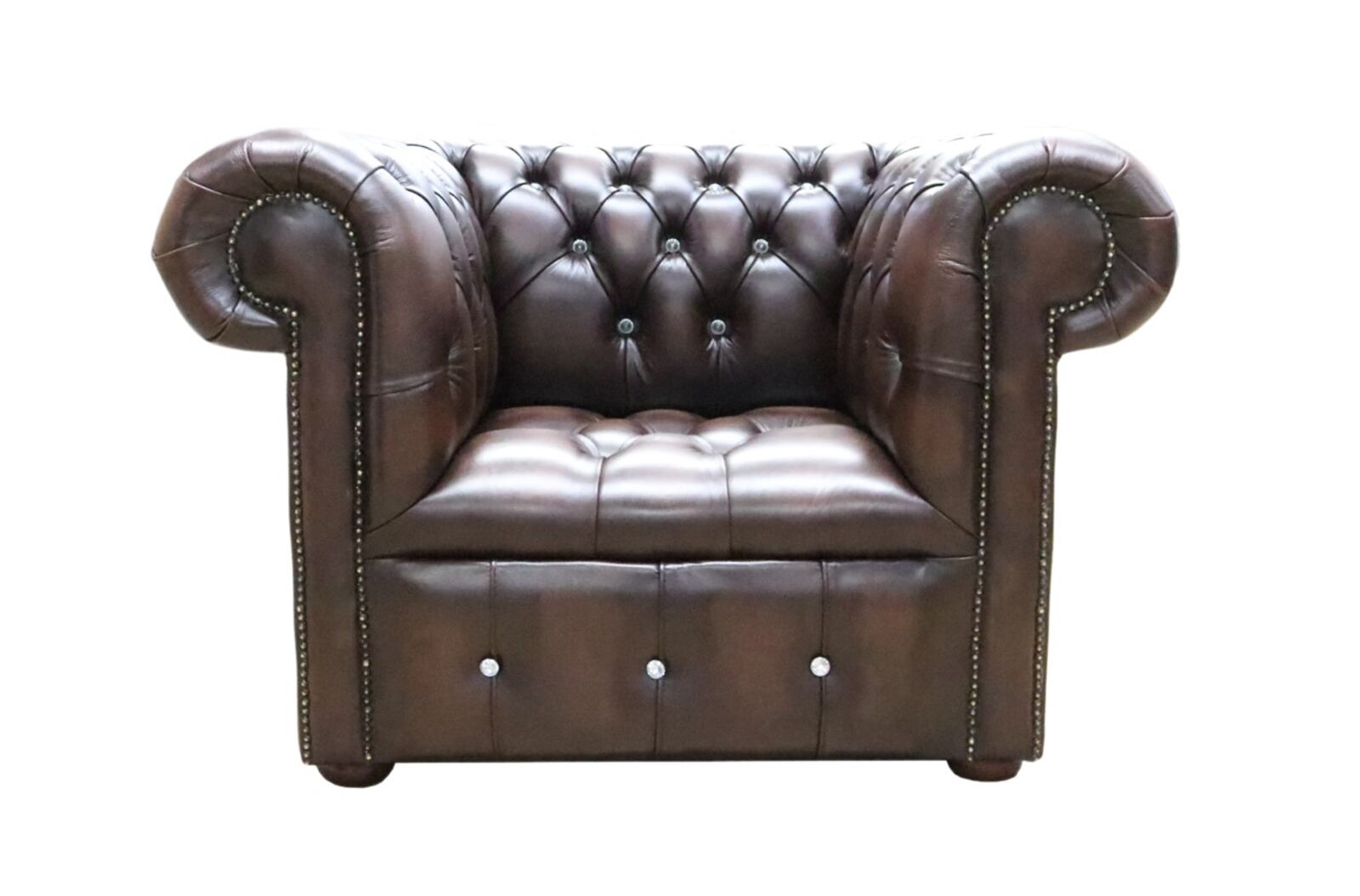 Product photograph of Chesterfield Crystallized Elements Low Back Armchair Brown Leather from Designer Sofas 4U