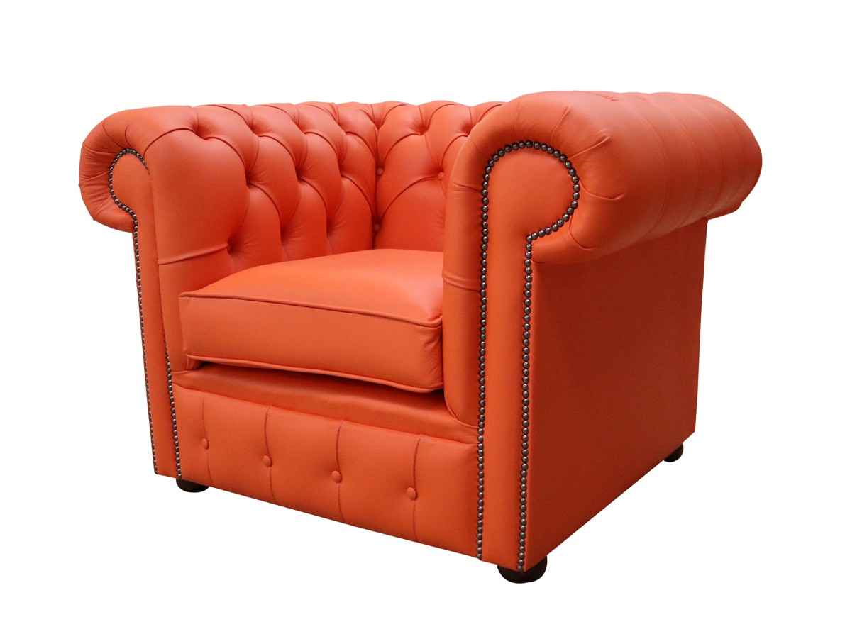 orange leather arm chair