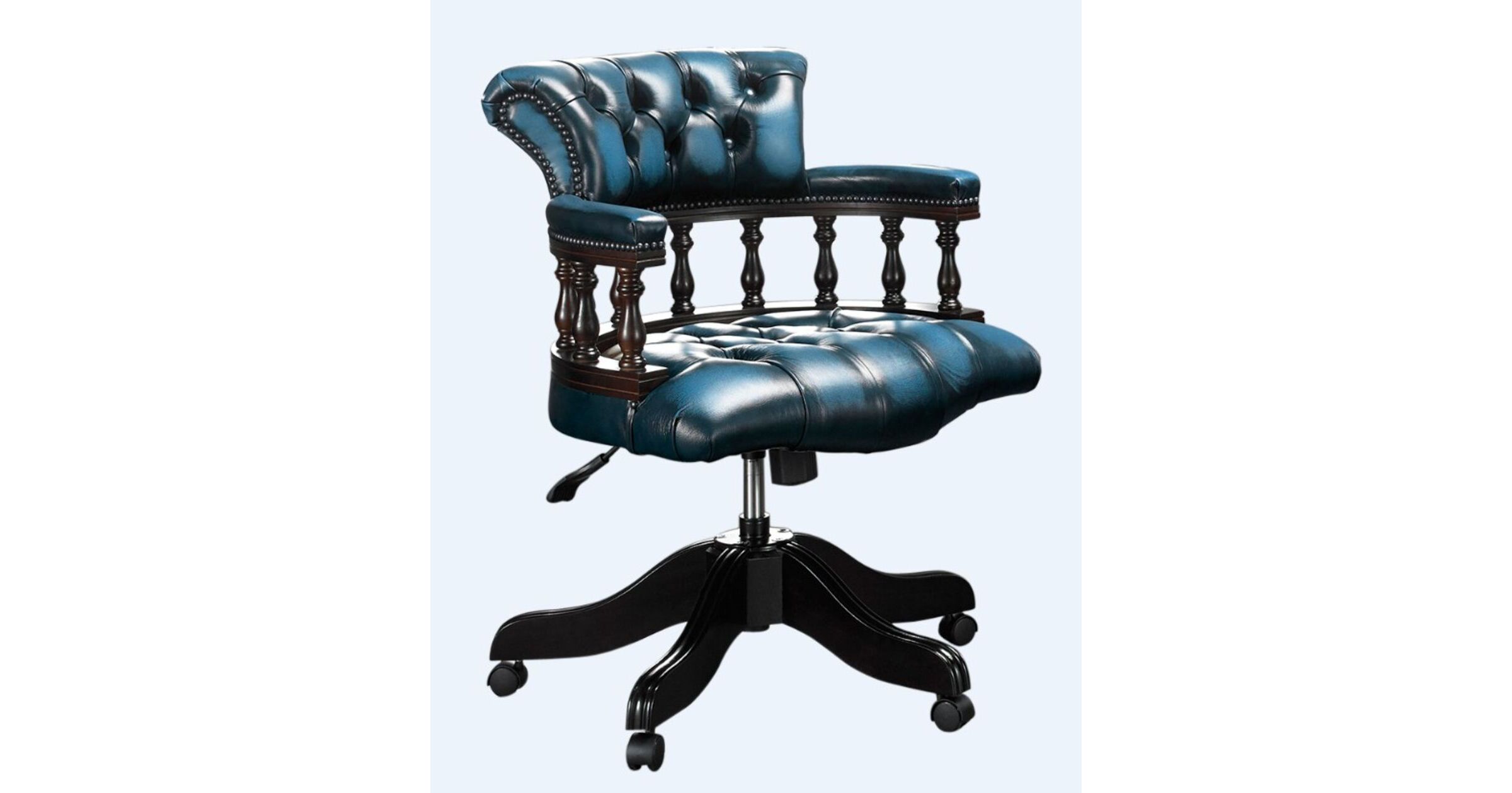Chesterfield Captains Office Chair Antique Blue Leather. Buy Captains