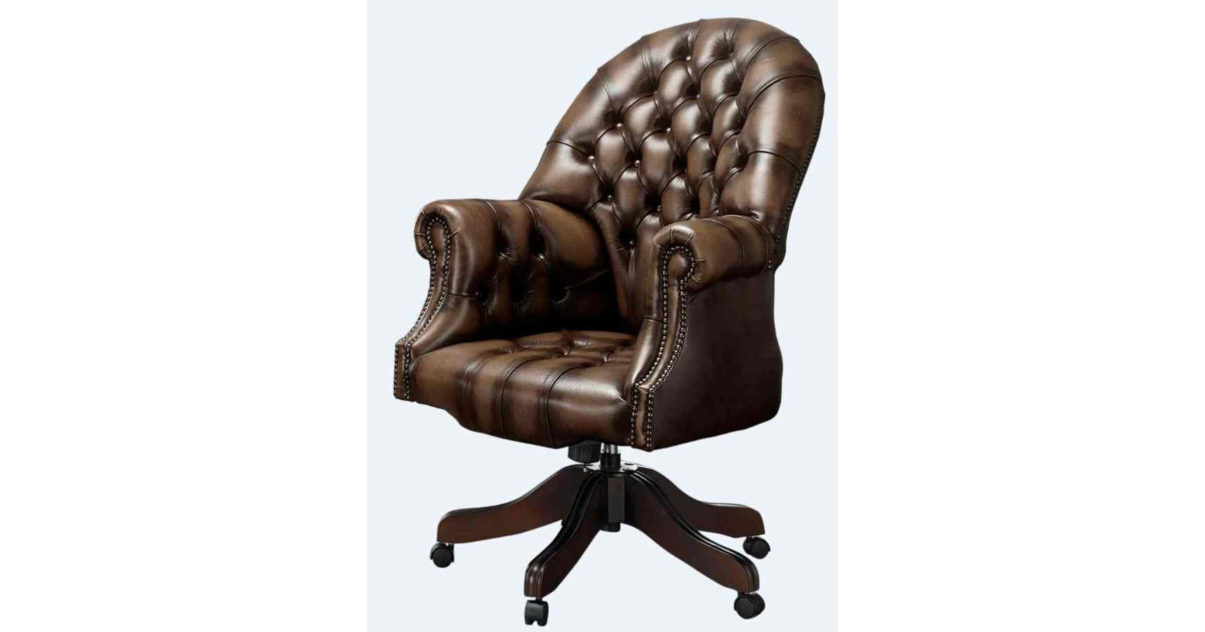 Chesterfield Directors Office Chair Antique Brown Real Leather