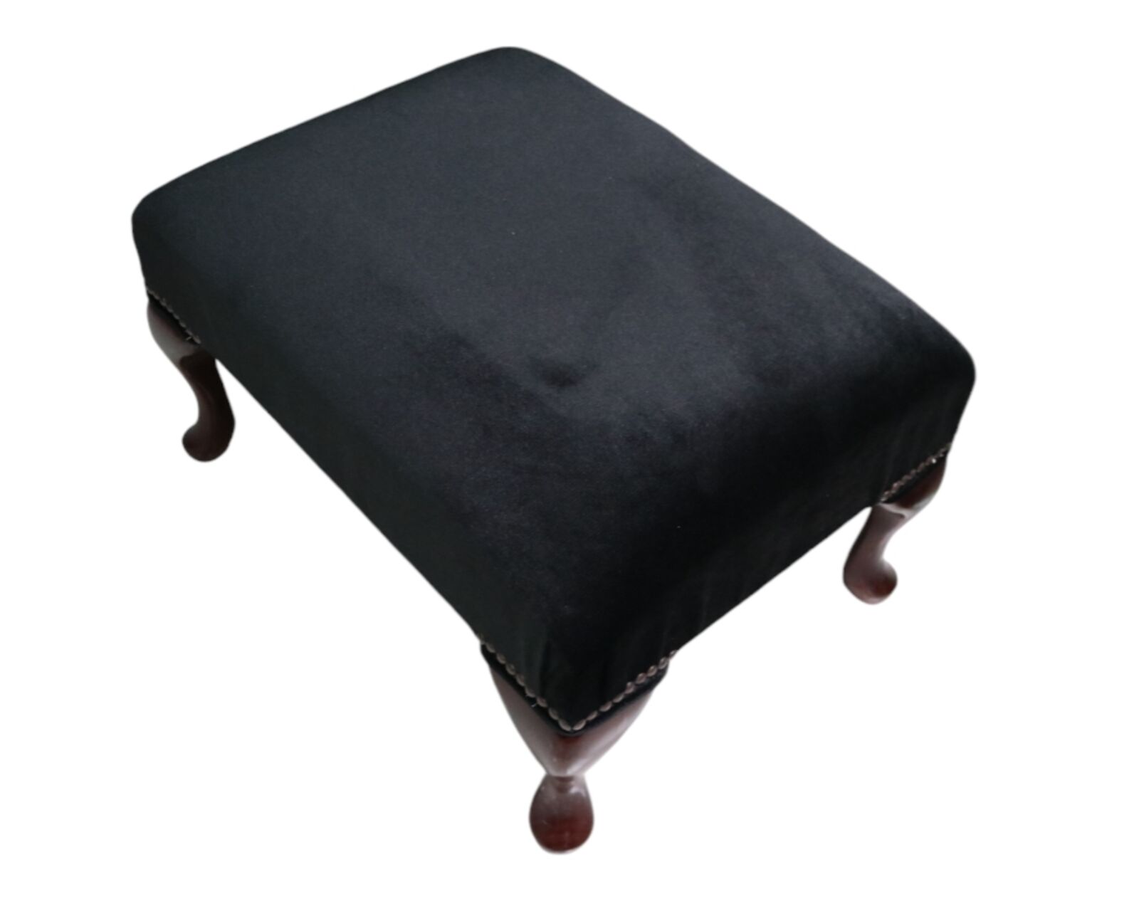 Product photograph of Chesterfield 1930 S Queen Anne Footstool Malta Black Velvet from Designer Sofas 4U