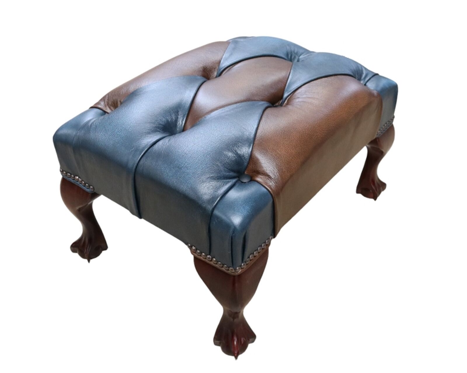 Product photograph of Chesterfield Duke Heritage Queen Anne Patchwork Antique Leather Footstool from Designer Sofas 4U