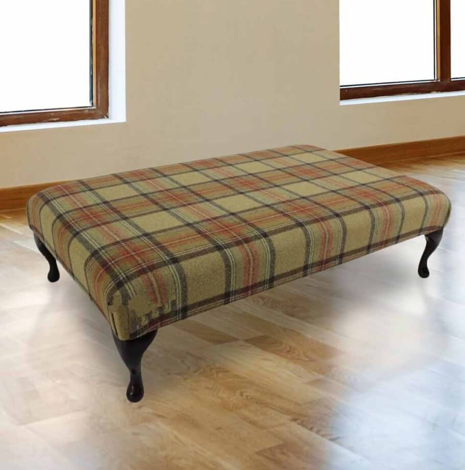 Product photograph of Chesterfield Queen Anne Footstool Beningborough Goldcrest Wool Uk Manufactured from Designer Sofas 4U