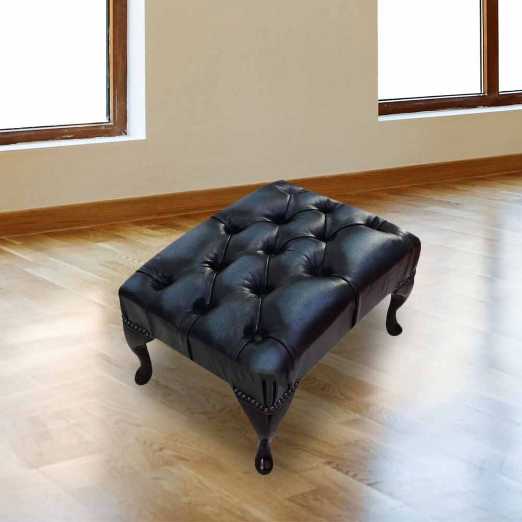 Blue store chesterfield footstool