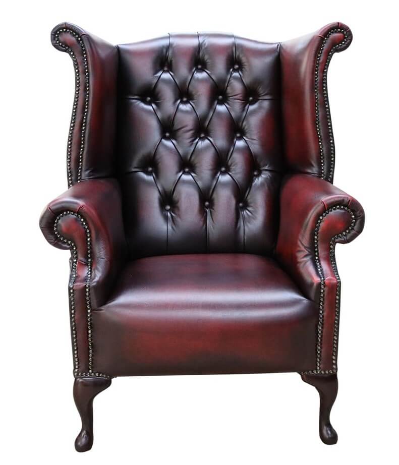 oxblood chesterfield wingback chair