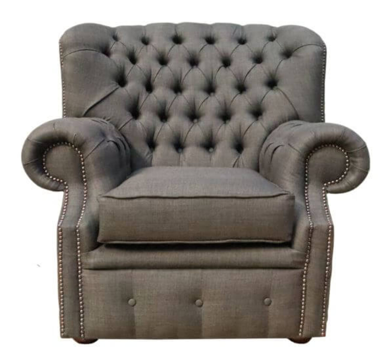 Product photograph of Chesterfield Monks High Back Wing Chair Armchair Charles Charcoal from Designer Sofas 4U