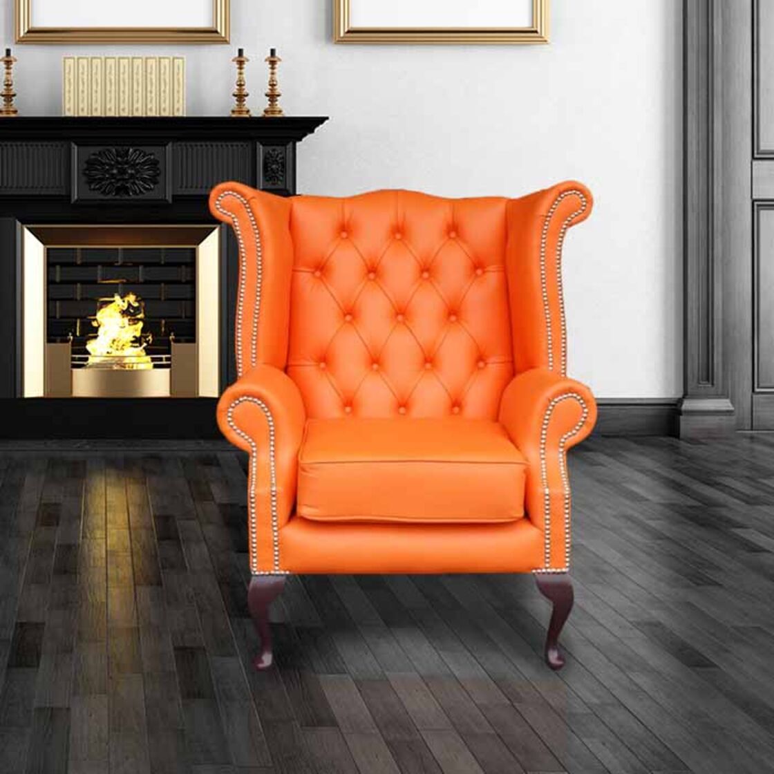 Orange chesterfield store chair