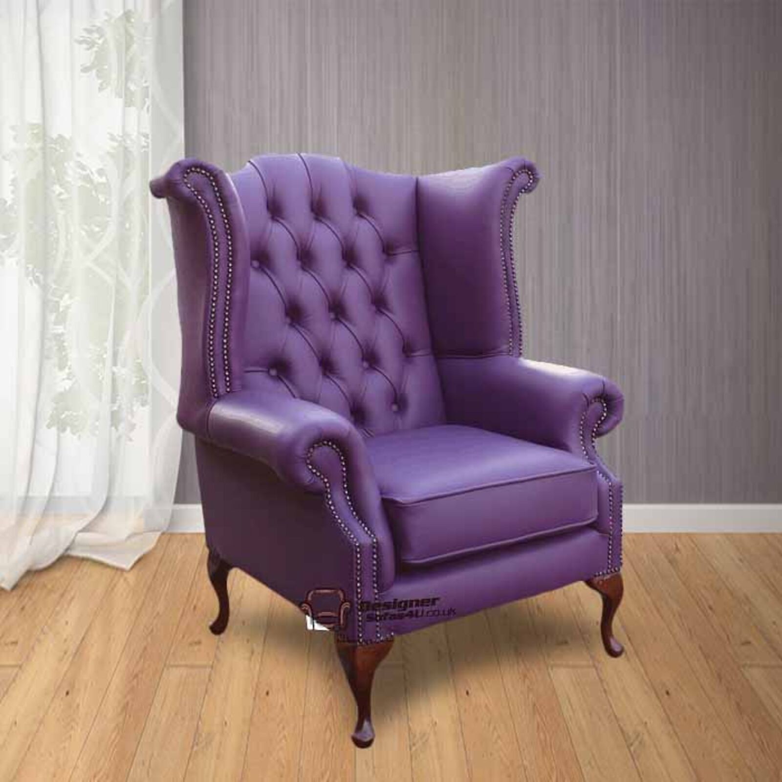 Product photograph of Chesterfield Queen Anne High Back Wing Chair Uk Manufactured Amp Hellip from Designer Sofas 4U