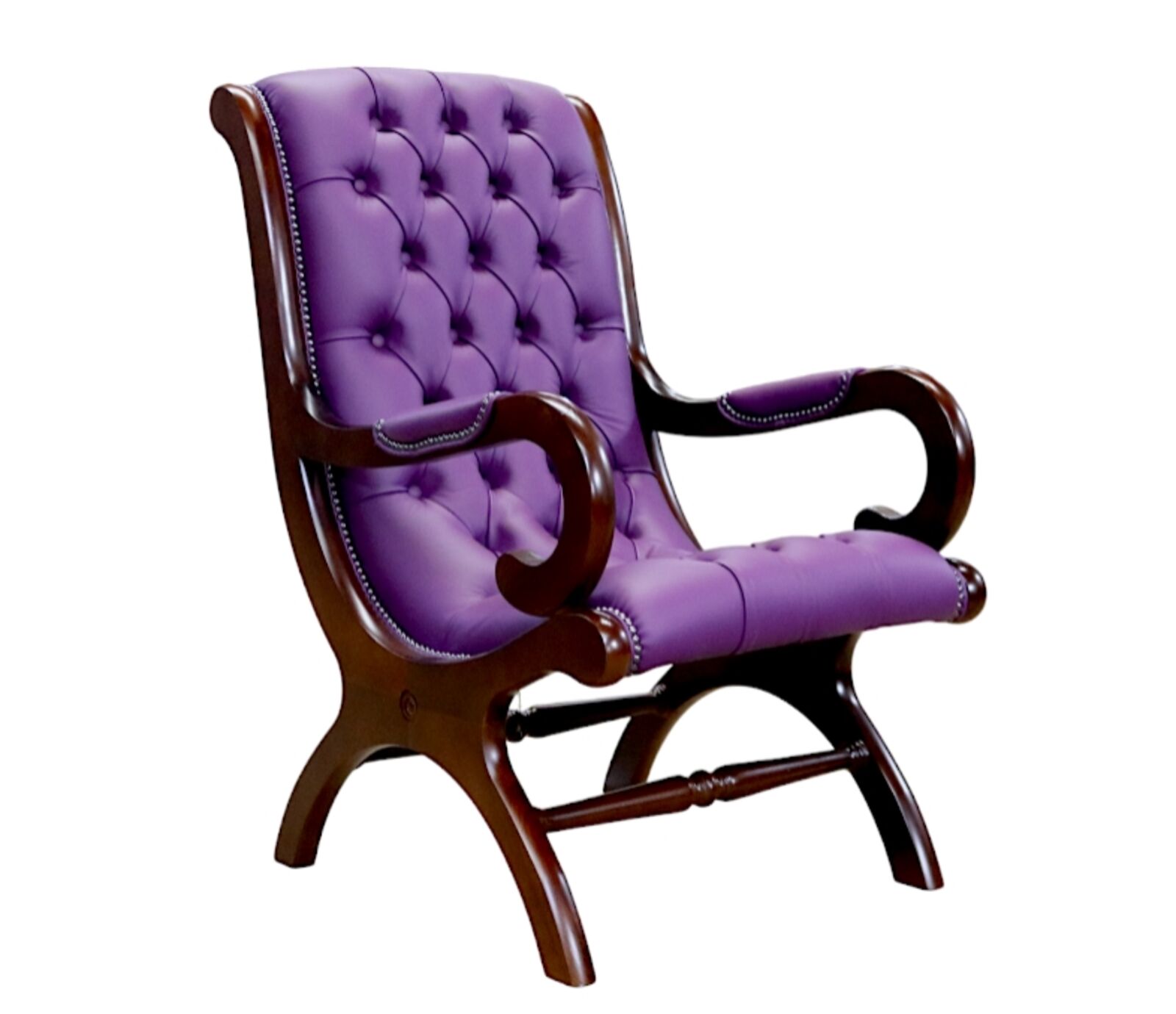 Product photograph of Chesterfield York Slipper Chair Wineberry Purple Leather from Designer Sofas 4U