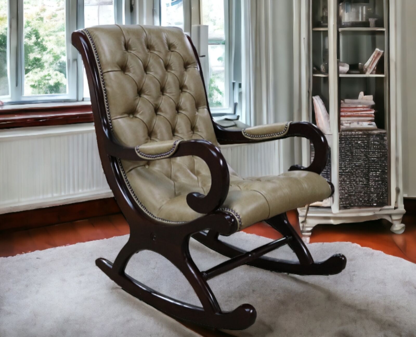 Product photograph of Chesterfield York Slipper Rocking Chair Old English Parchment Leather from Designer Sofas 4U