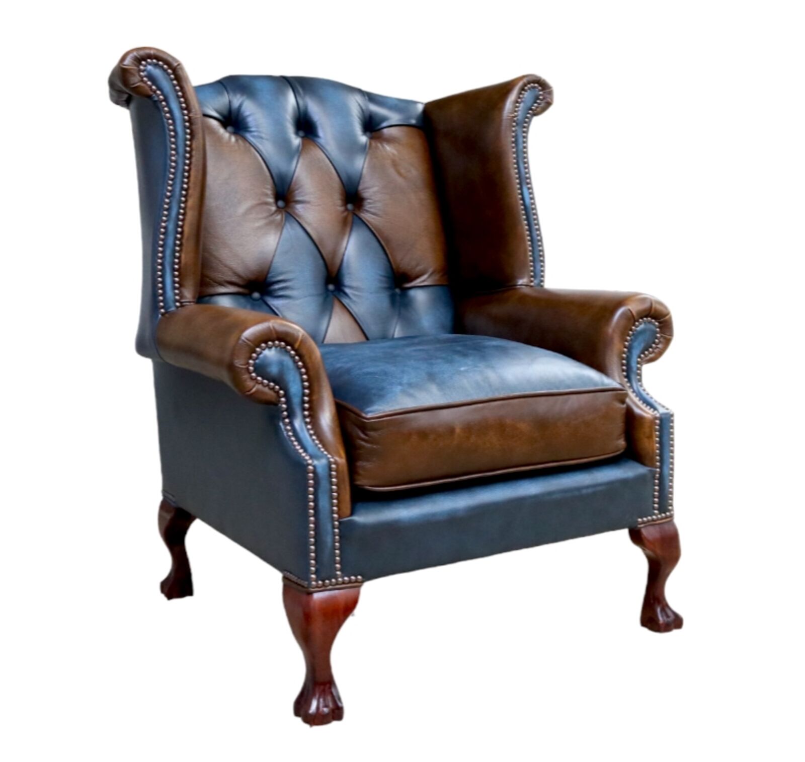 Photos - Chair Duke Patchwork Heritage Chesterfield Queen Anne High Back Wing  Antiq 