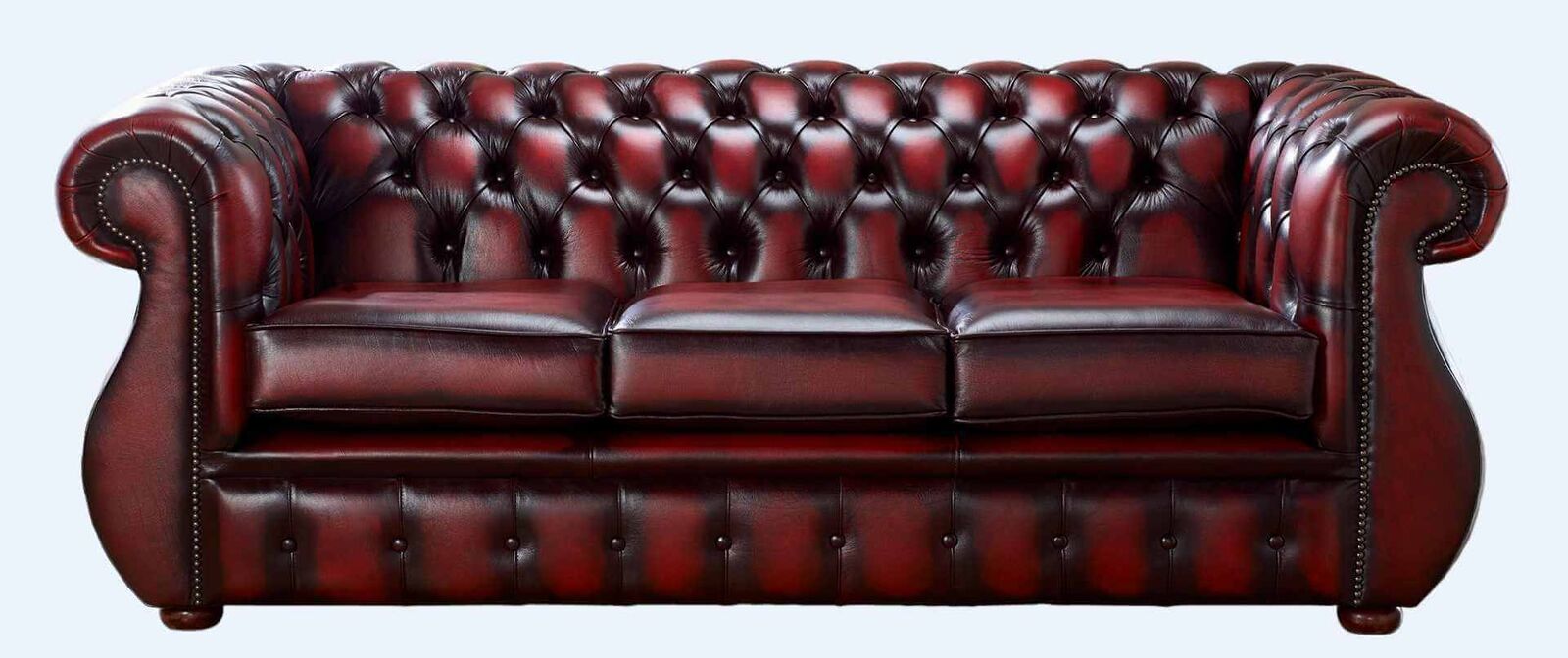 Product photograph of Chesterfield Kimberley Antique Oxblood Leather 3 Seater Sofa Offer from Designer Sofas 4U