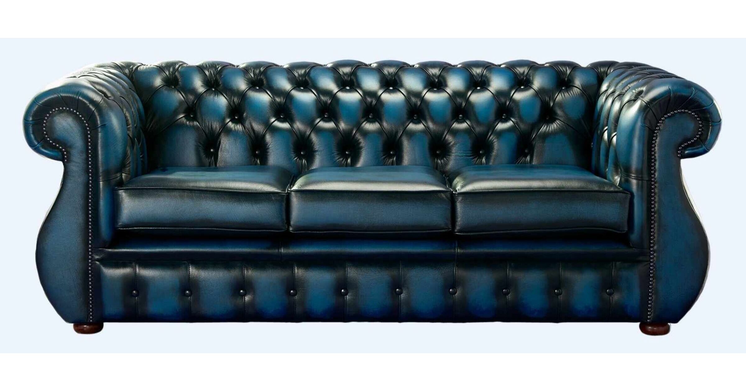 blue leather chesterfield sofa ebay