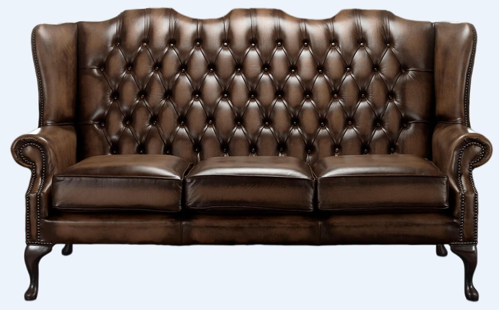 Product photograph of Chesterfield High Back Mallory 3 Seater Sofa Antique Brown Leather from Designer Sofas 4U