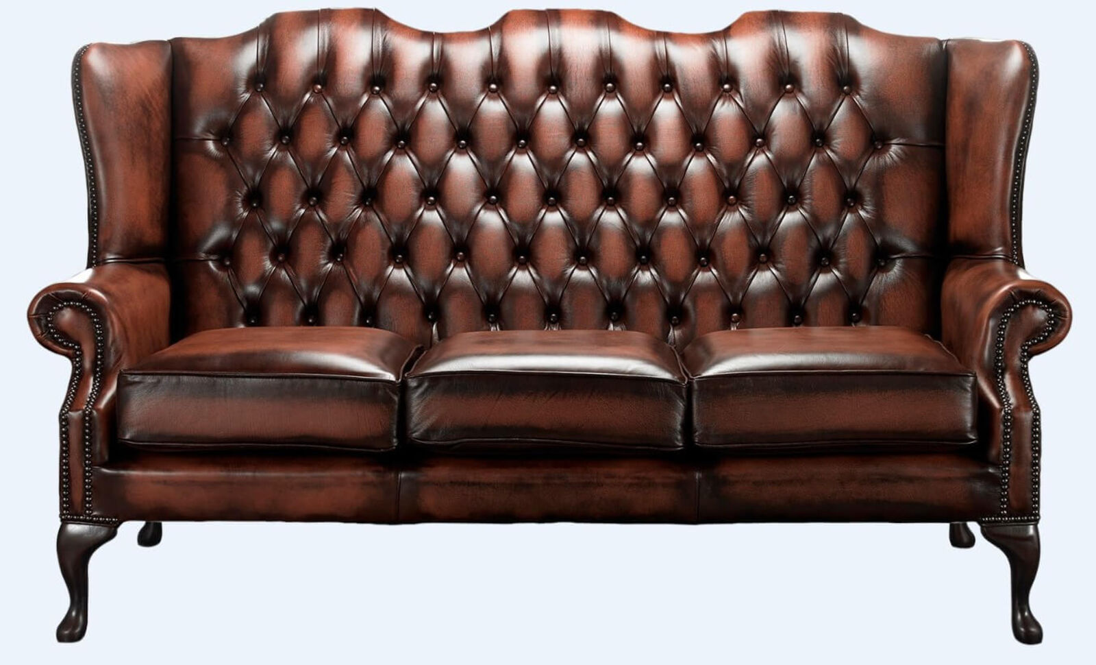 Product photograph of Chesterfield High Back Mallory 3 Seater Sofa Antique Rust Leather from Designer Sofas 4U