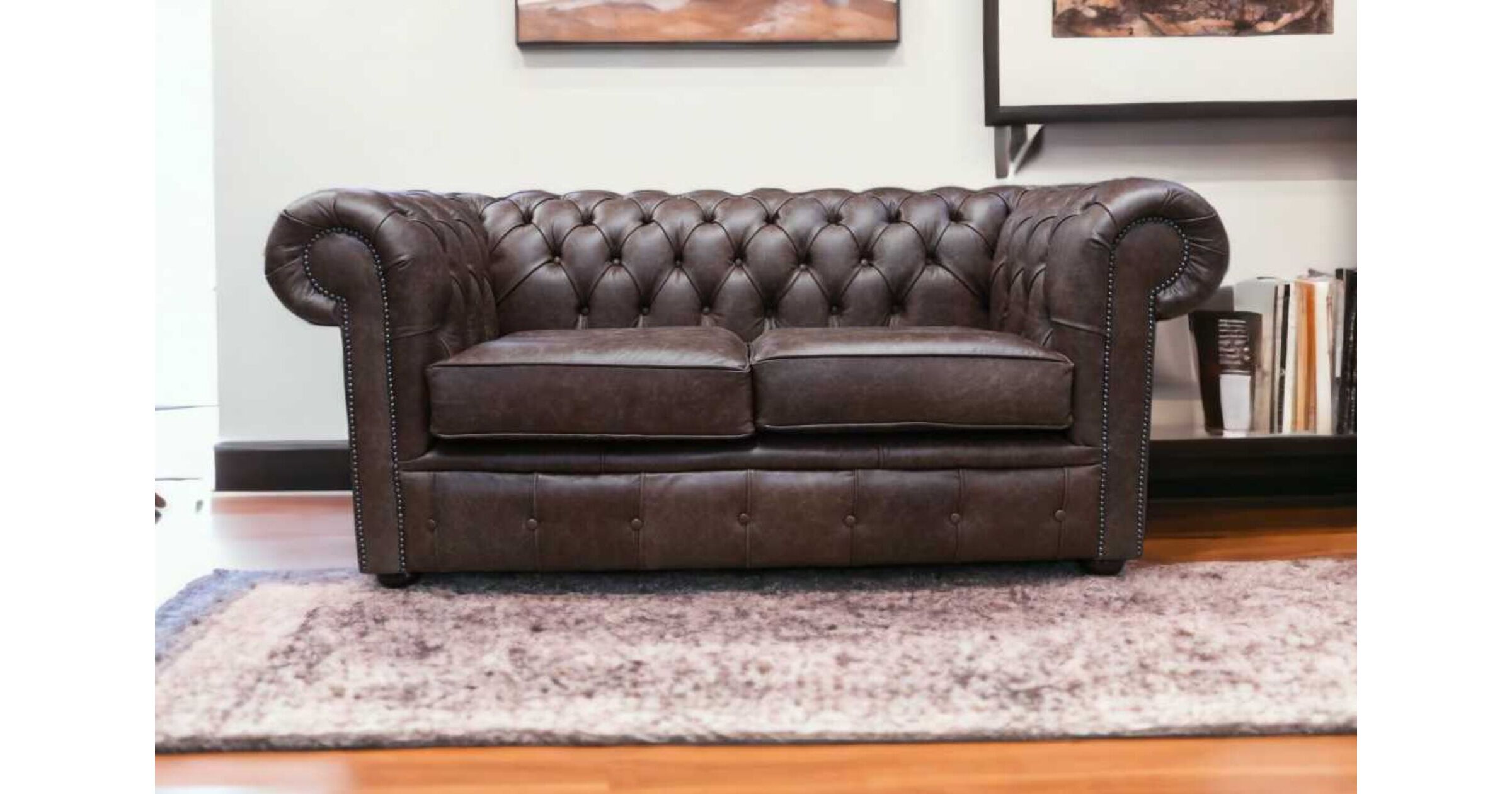 Espresso Brown Chesterfield 3 Seater Settee sofa | DesignerSofas4U