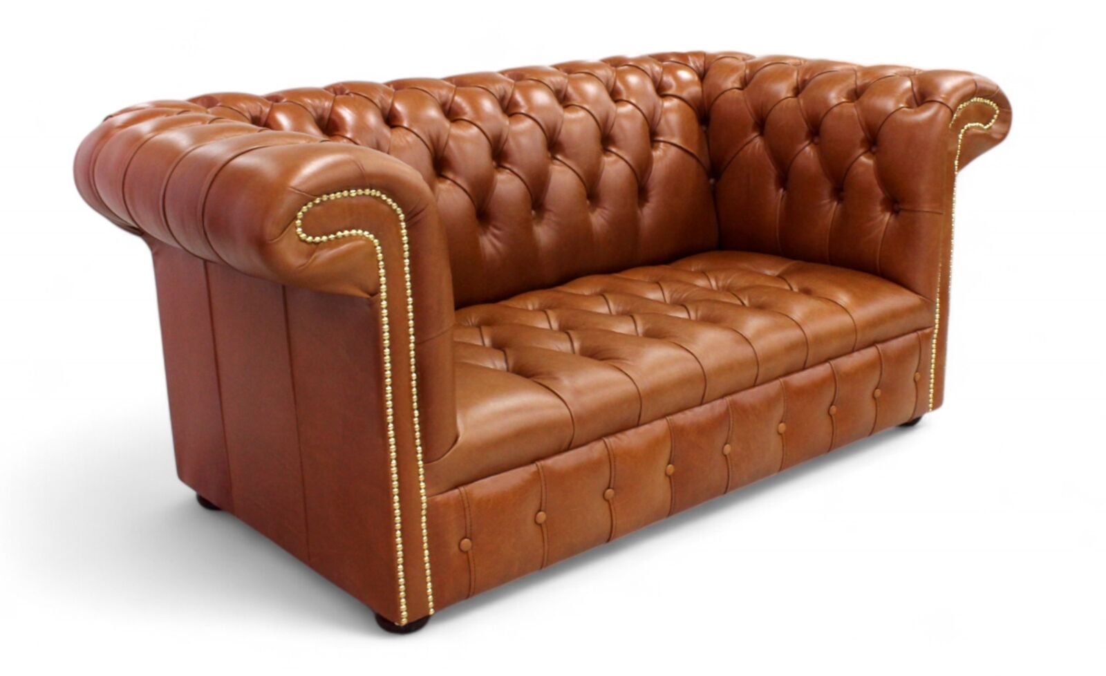 Product photograph of Chesterfield 1857 2 Seater Buttoned Seat Leather Sofa Old English Bruciato from Designer Sofas 4U