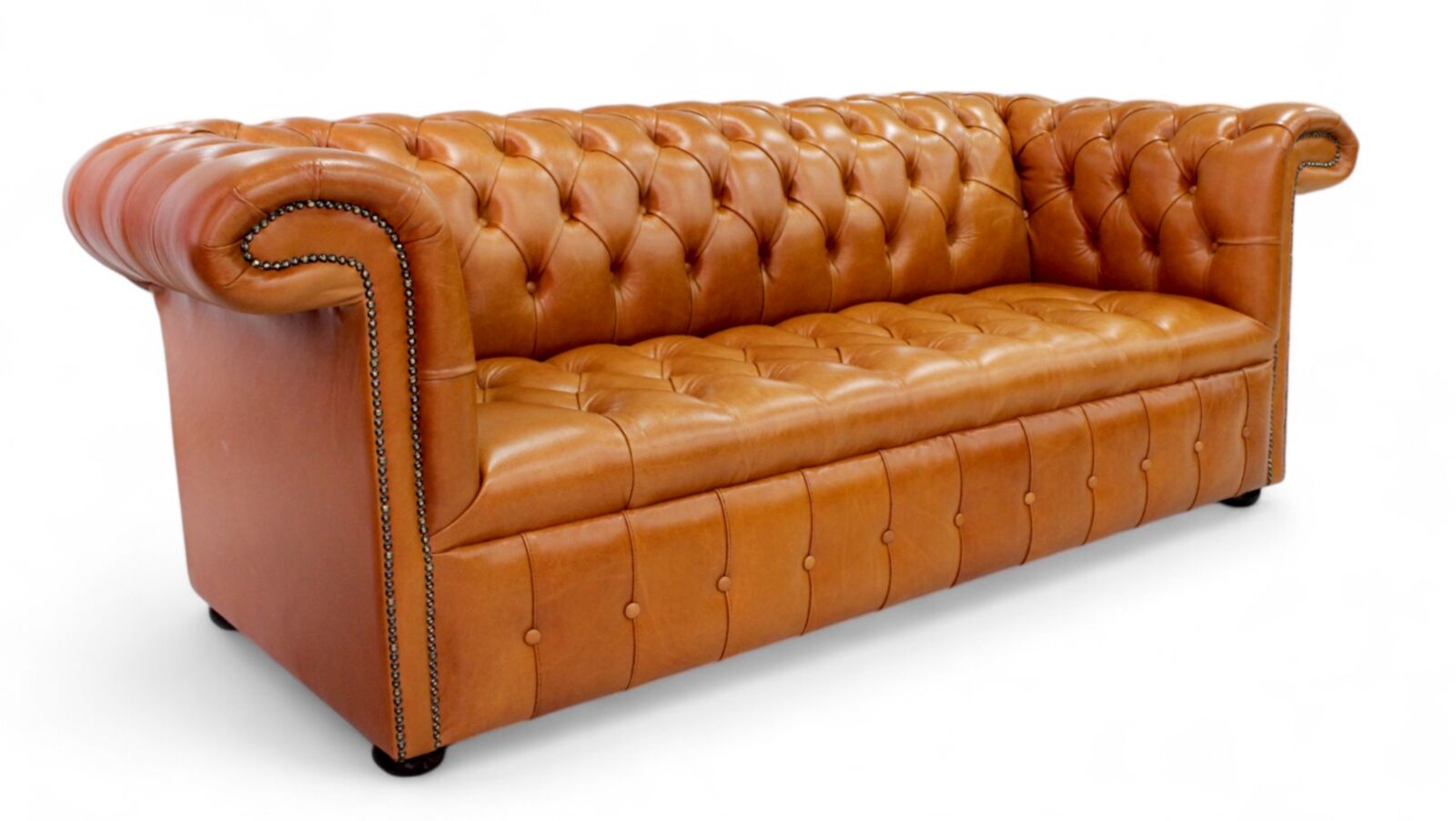 Product photograph of Chesterfield 1857 3 Seater Buttoned Seat Leather Sofa Old English Bruciato from Designer Sofas 4U