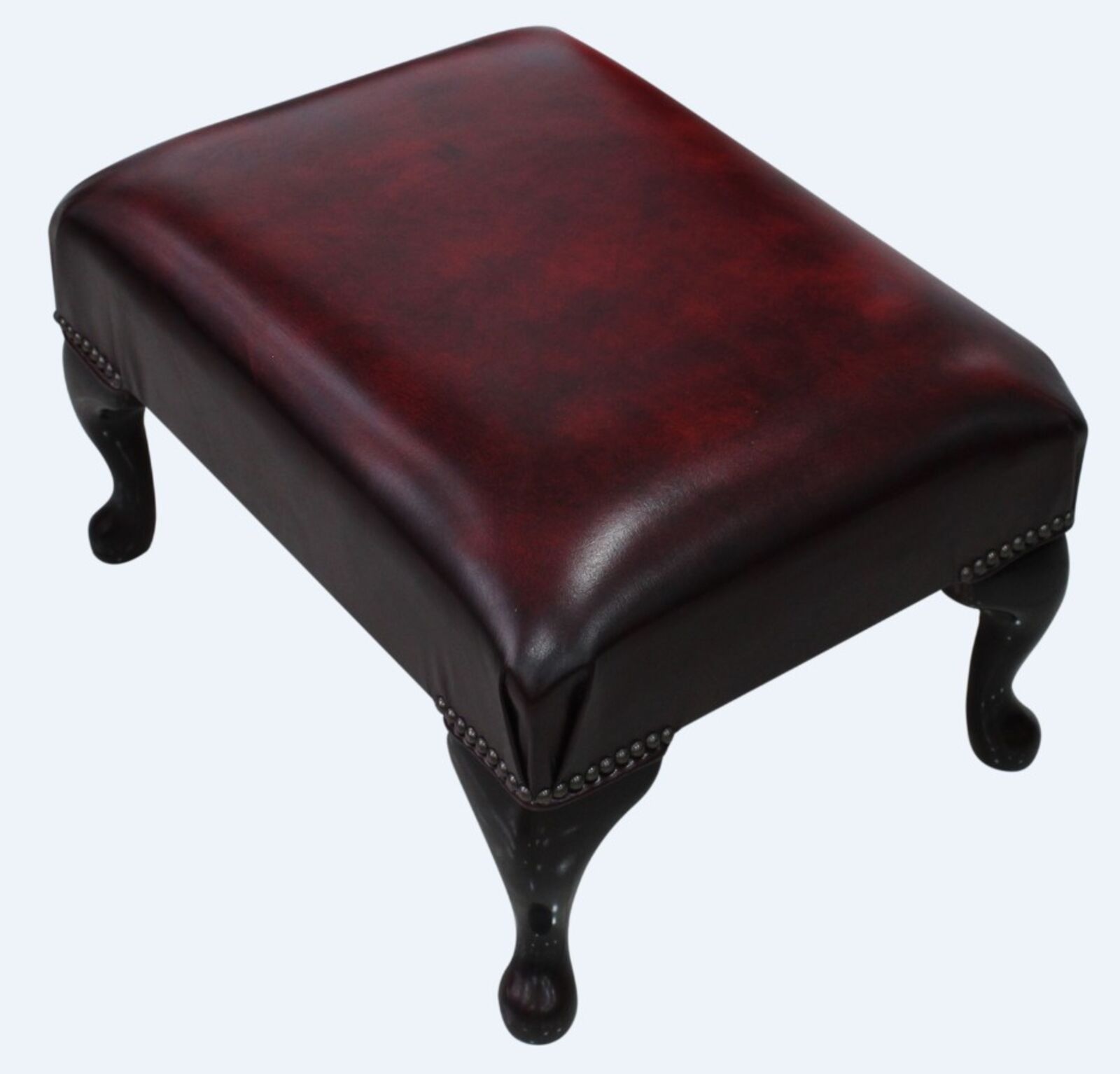 Product photograph of Chesterfield Footstool Uk Maufactured Antique Oxblood Leather Sofas Traditional Sofas from Designer Sofas 4U