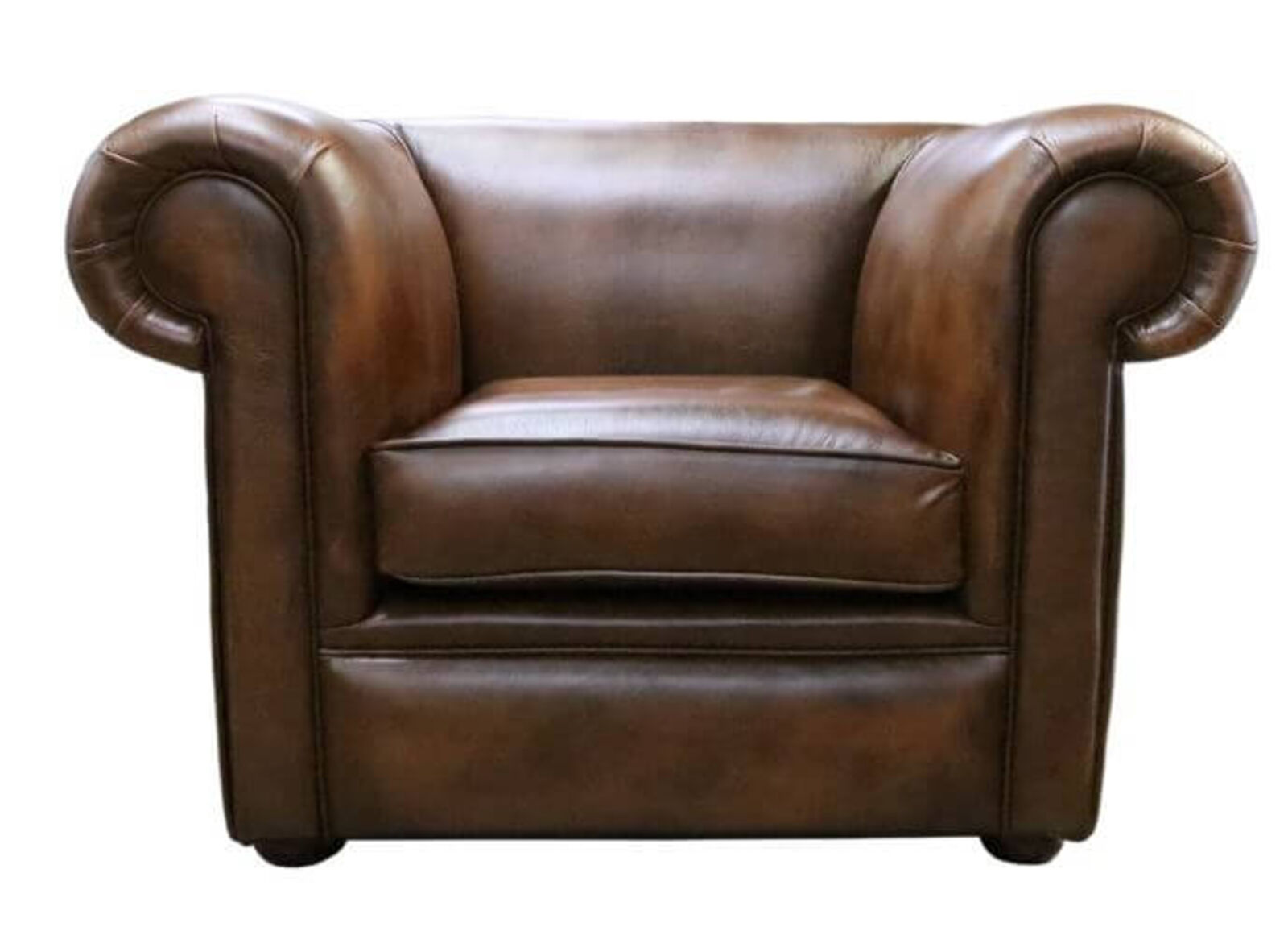 Product photograph of Chesterfield 1930 S Low Back Club Armchair Antique Tan Leather from Designer Sofas 4U
