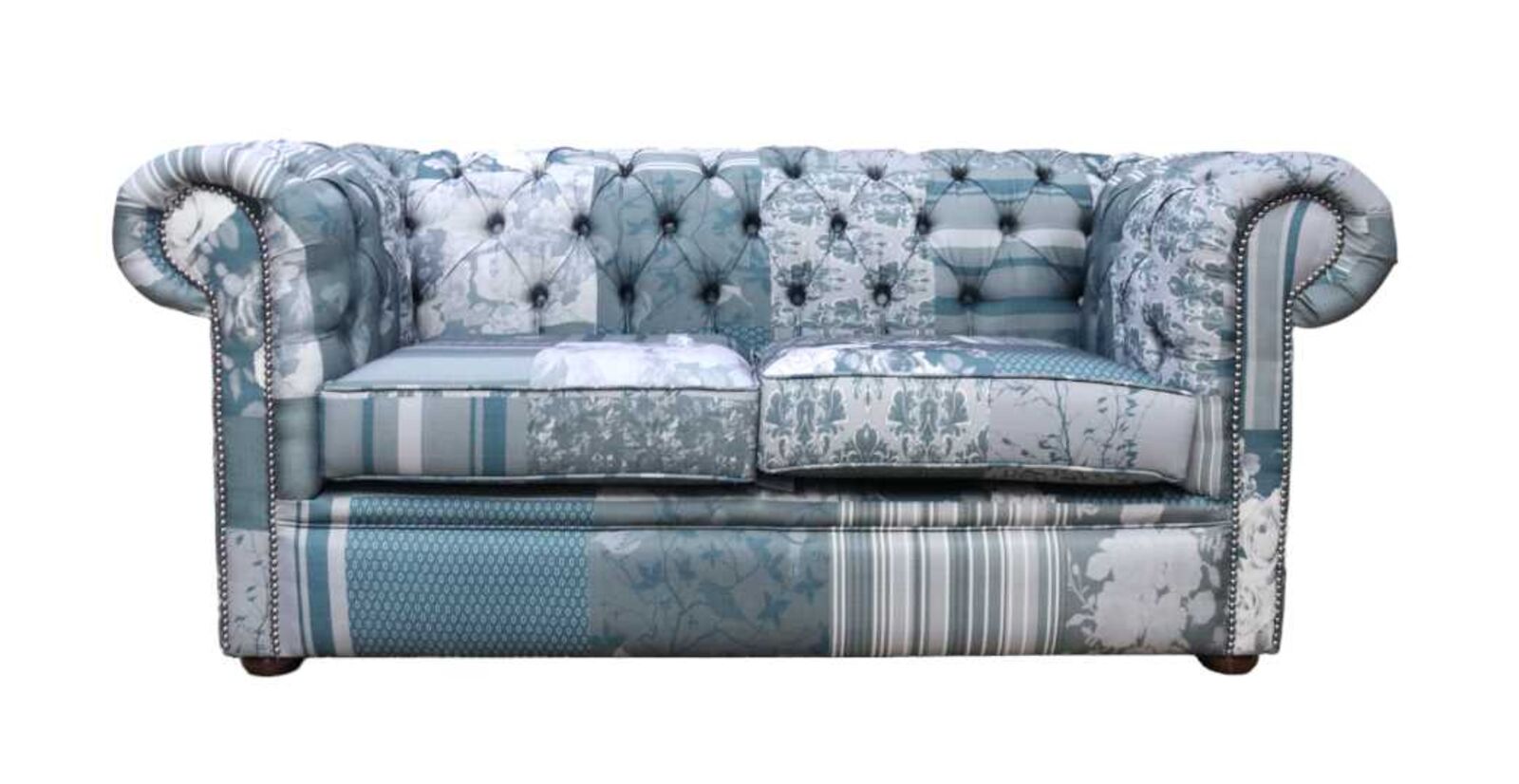 Product photograph of Special Offer Chesterfield 2 Seater Charles Patchwork Grey Sofa from Designer Sofas 4U