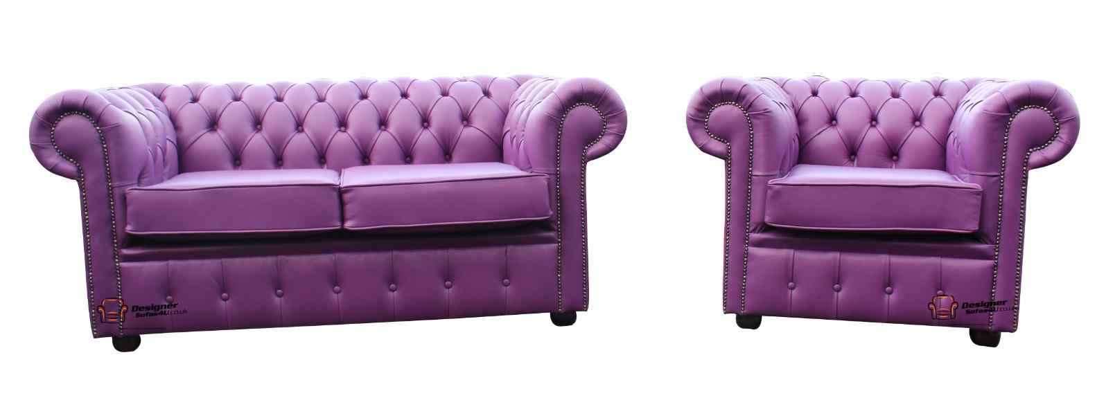 Chesterfield Uk Handmade 2 Seater +Club Chair Wineberry ...