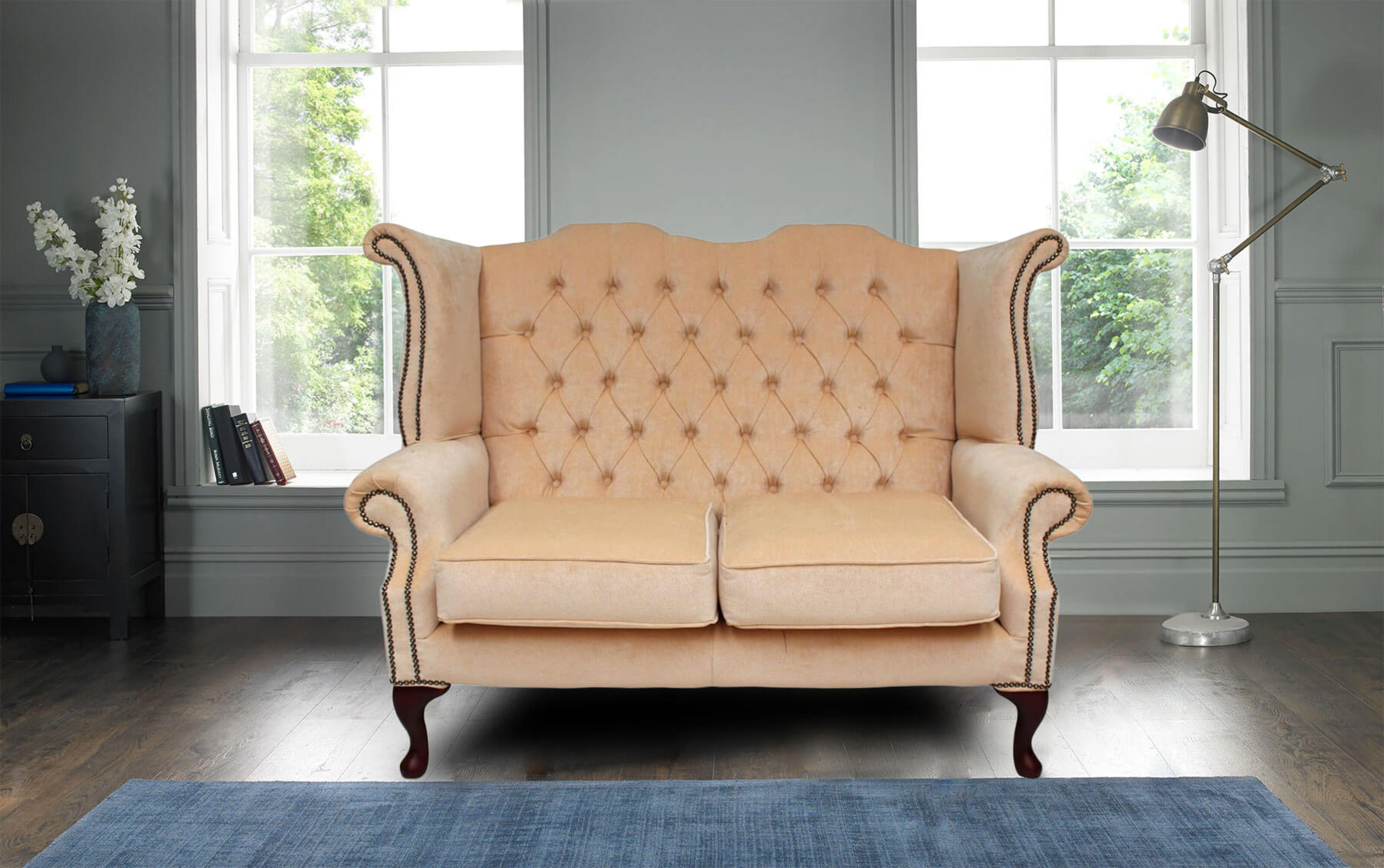 High back best sale wing sofa