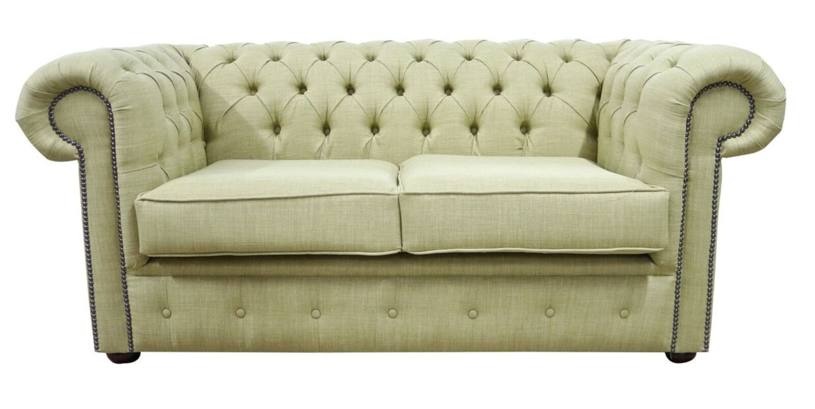 Product photograph of Chesterfield 2 Seater Settee Charles Linen Olive Green Sofa Offer from Designer Sofas 4U