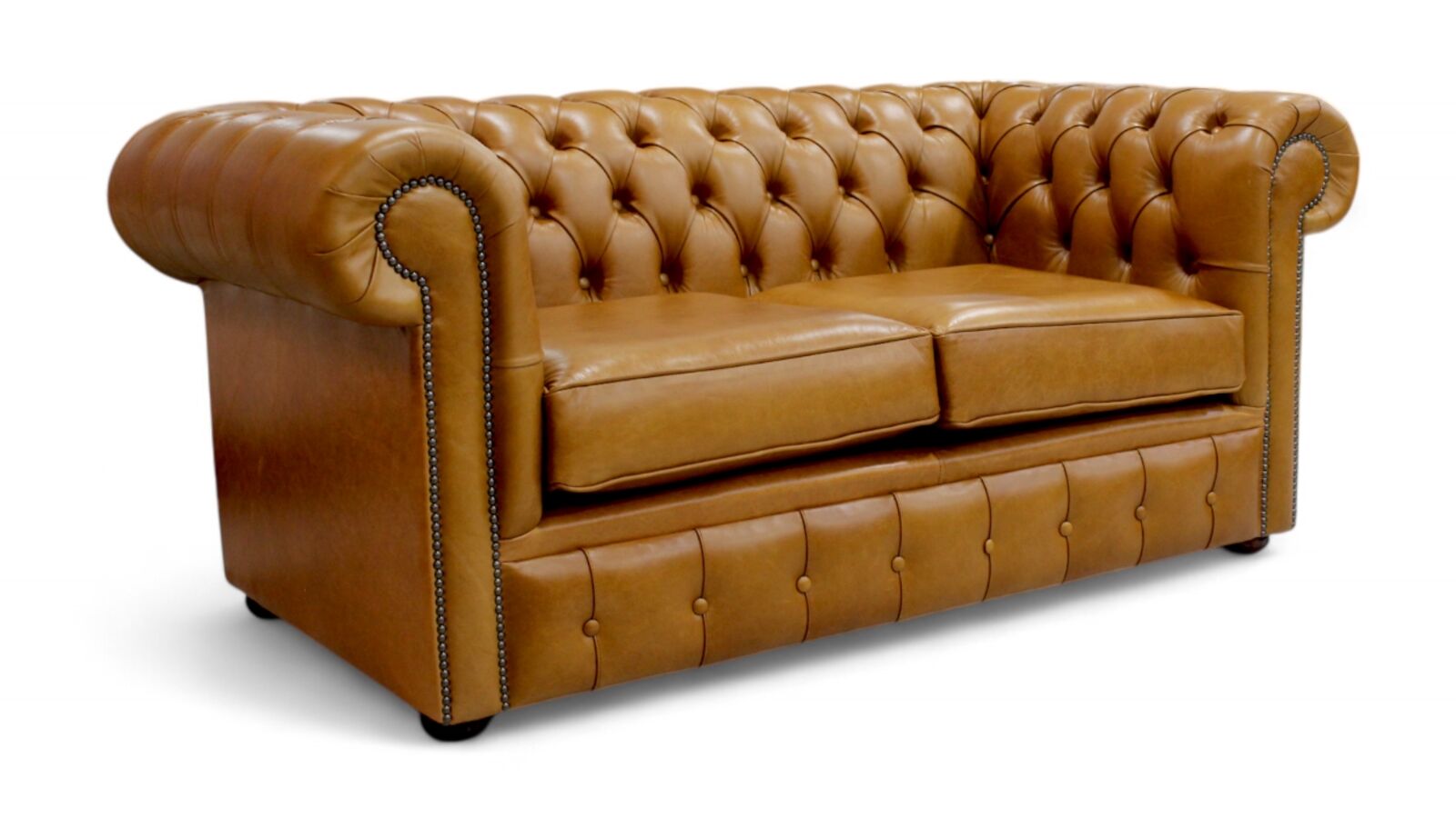 Product photograph of Chesterfield 2 Seater Settee Heritage Caramel Leather Sofa from Designer Sofas 4U