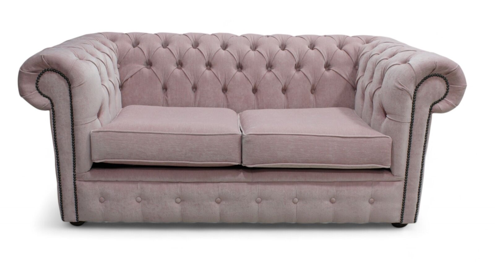 Product photograph of Chesterfield 2 Seater Settee Pimlico Blush Pink Fabric Sofa Offer from Designer Sofas 4U