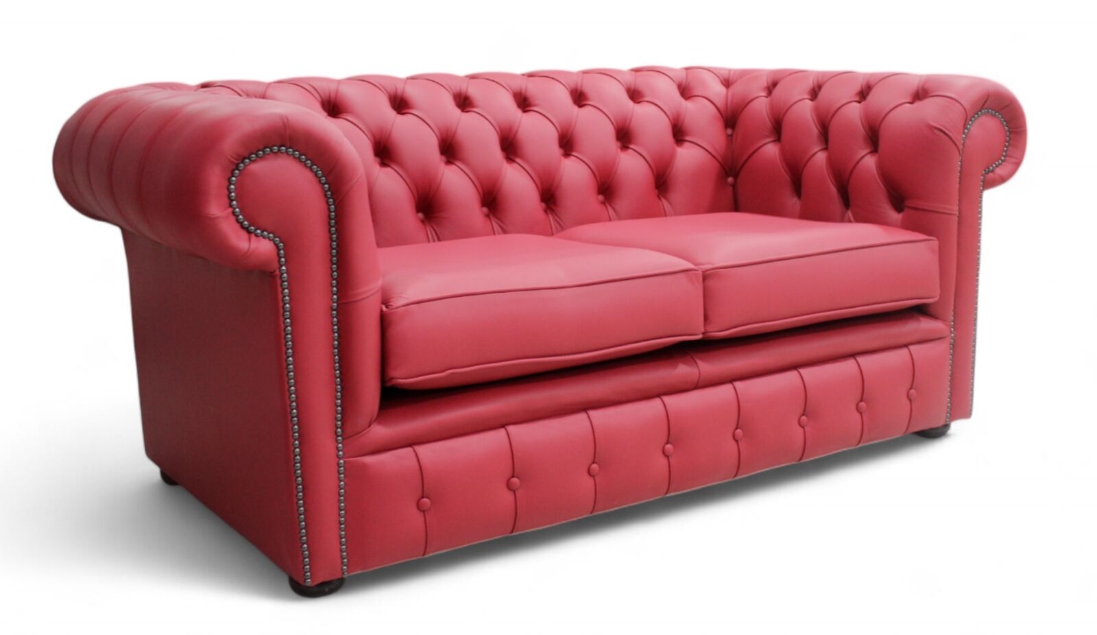 Product photograph of Chesterfield 2 Seater Shelly Poppy Red Leather Sofa Offer from Designer Sofas 4U