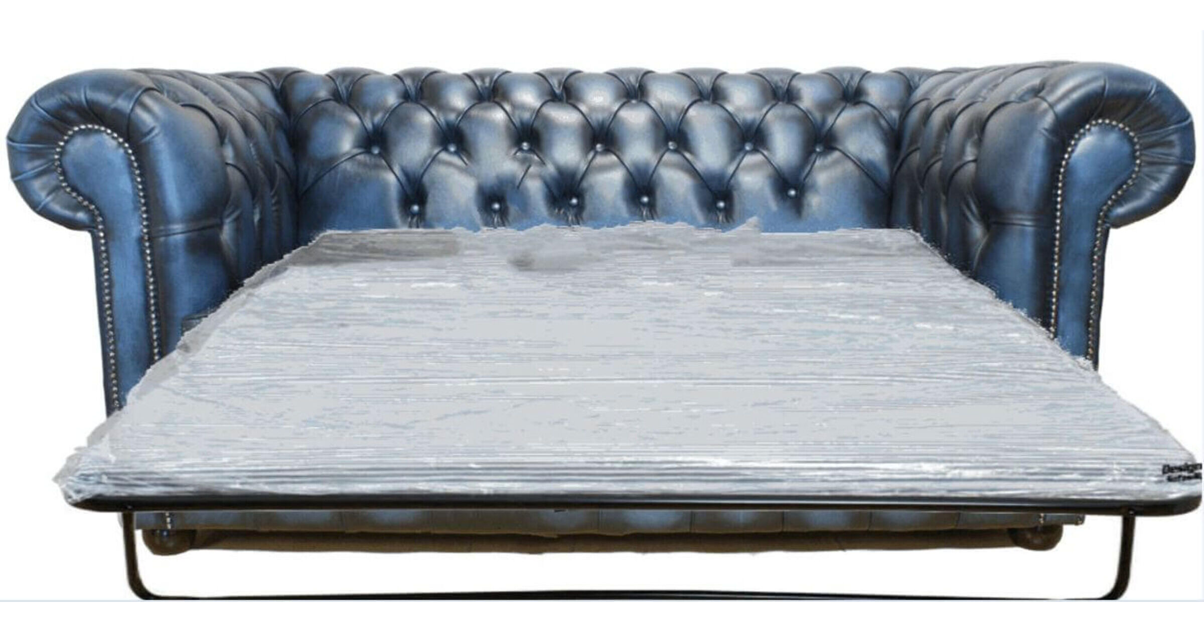 Blue leather store sofa bed