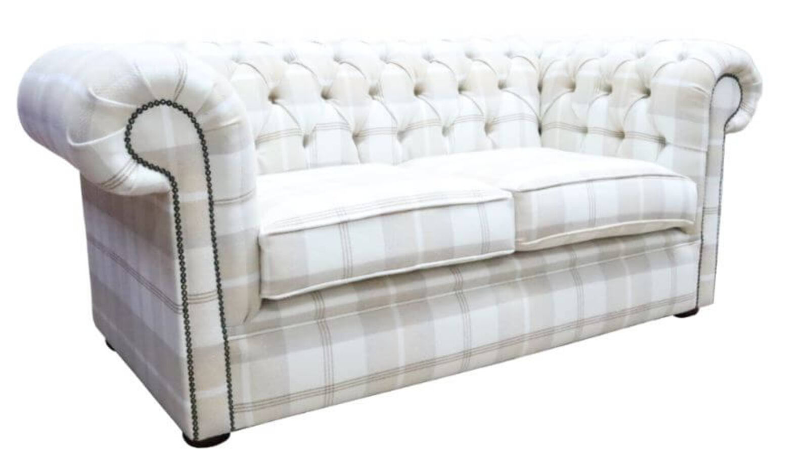 Product photograph of Chesterfield Tartan 2 Seater Sofa Balmoral Natural Fabric from Designer Sofas 4U