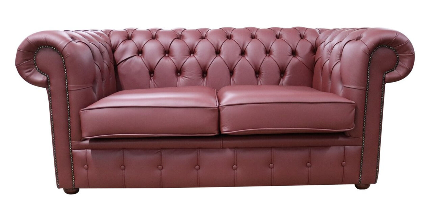 Product photograph of Chesterfield 2 Seater Sofa Settee Shelly Burgandy Leather from Designer Sofas 4U